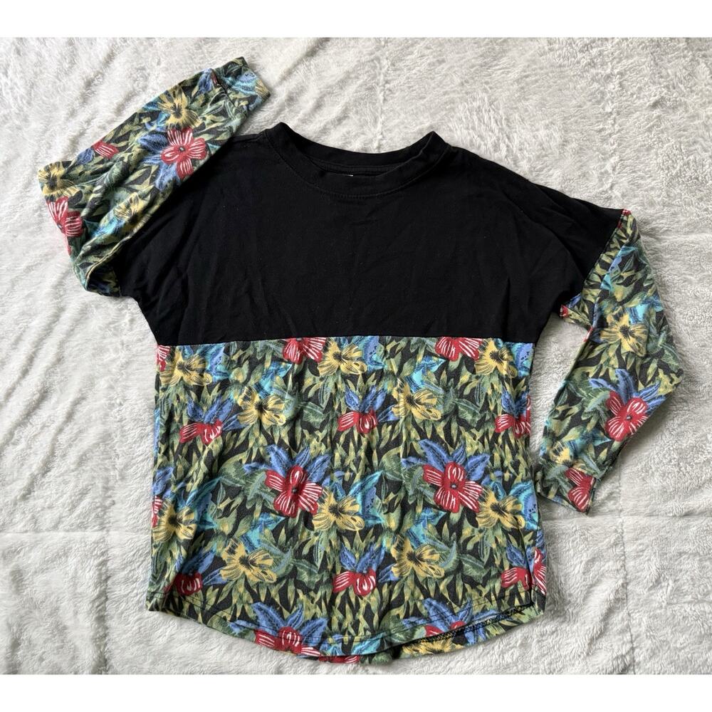 Classy Long Sleeve T-Shirt Half Graphic Tropical Floral Men’s Size Small